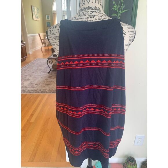 J. Jill Embroidered Knit Sleeveless Top Navy Blue Red  NWT - Picture 6 of 10
